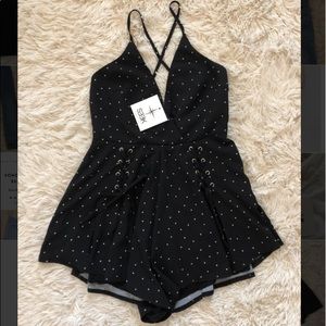 LF black polka dot romper BRAND NEW